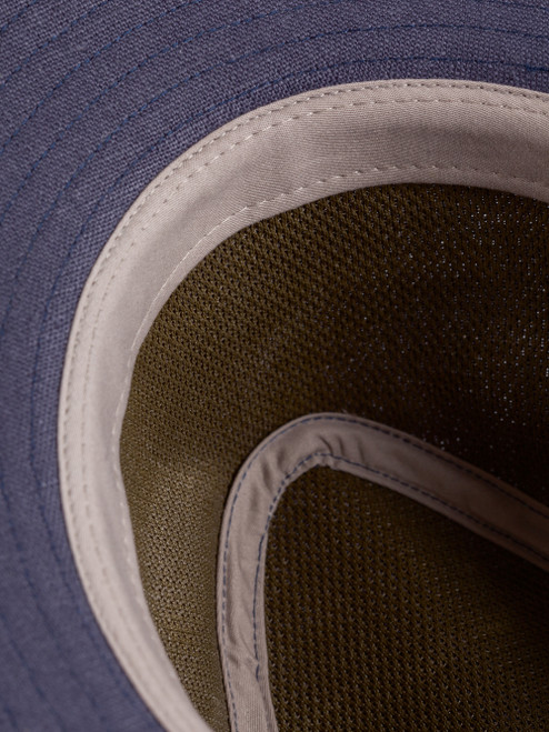 Navy Irish Linen Fedora - Inner Cotton headband