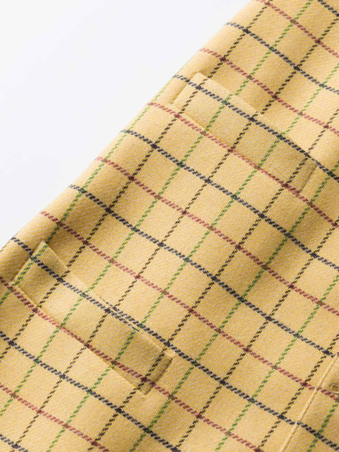 Men's Yellow Tattersall Check Wool Waistcoat Close Up