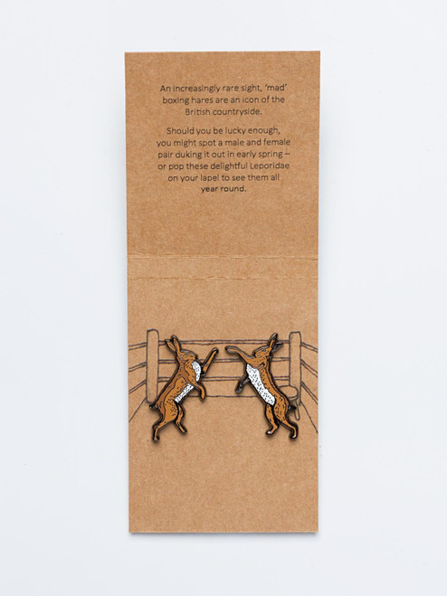 Hares Rabbit Enamelled Lapel Pins Cardboard
