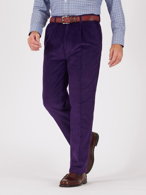 Men's Purple Corduroy Trousers - Classic Fit Men's Trousers