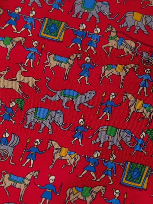 Red Elephant Print Pocket Square