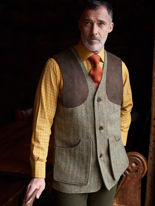 Lovat Green Harris Tweed Country Waistcoat | Peter Christian