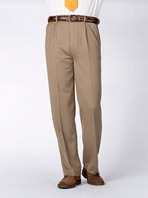 Men's Beige Wellington Wool Trousers