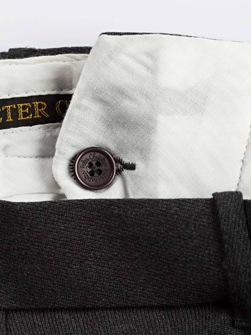 Men's Charcoal Grey Wellington Wool Trousers Inside button
