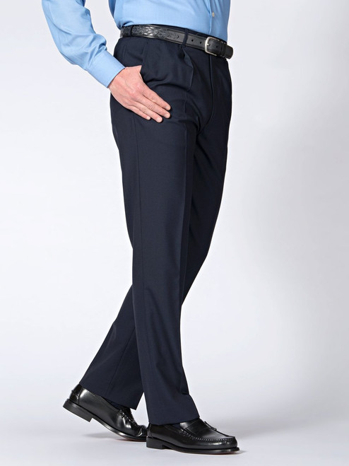 Men's navy Blue Super 100s Fine Wool Trousers