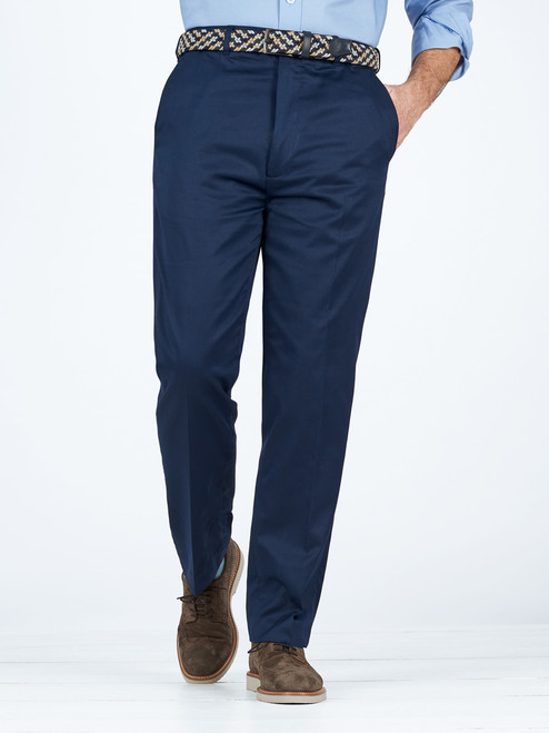 Navy Blue Finest Cotton \u0026 Silk Chino 