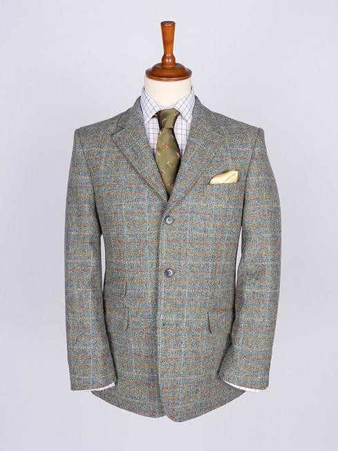 Mist Blue Harris Tweed 3 Button Jacket 