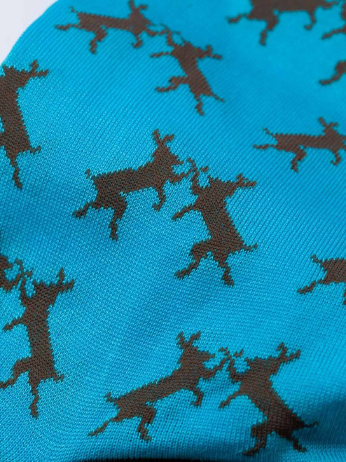 Blue Mercerised Cotton Boxing Hares Logo Socks