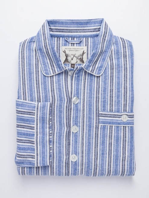 Men's Blue Cotton Traditional Nightshirt