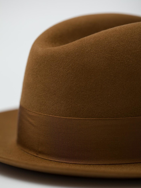 Men's Tan Brown Haydock Fur Felt Trillby Hat