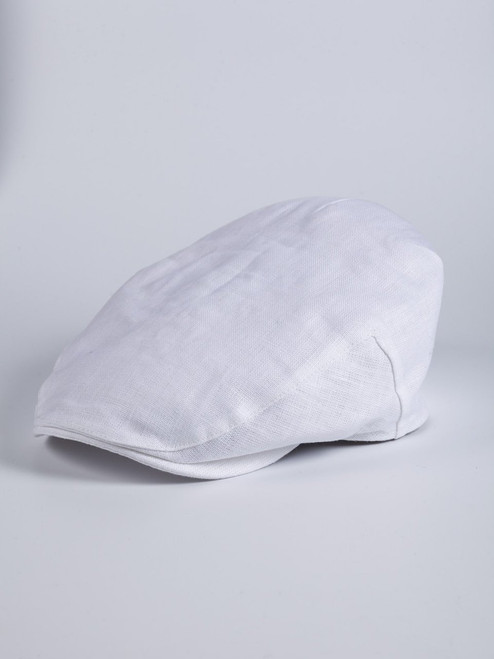 White Irish Linen Flat Cap | Peter 