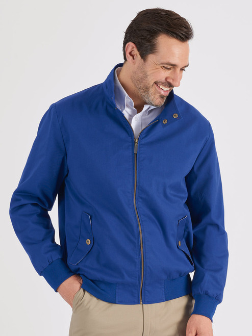 Men's Navy Blue Harrington Jacket On Model