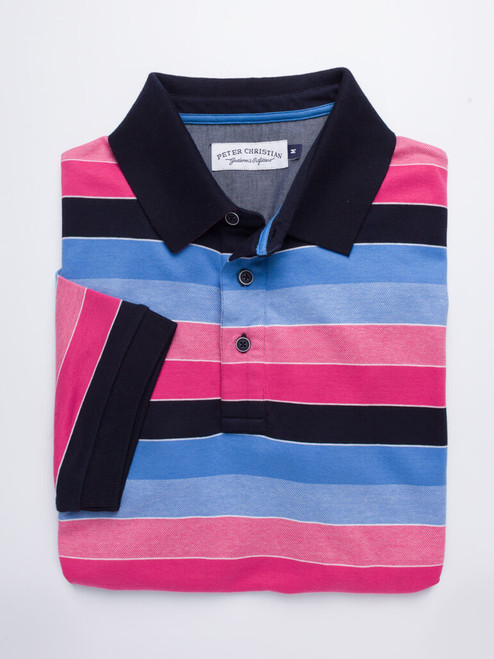 pink polo striped shirt