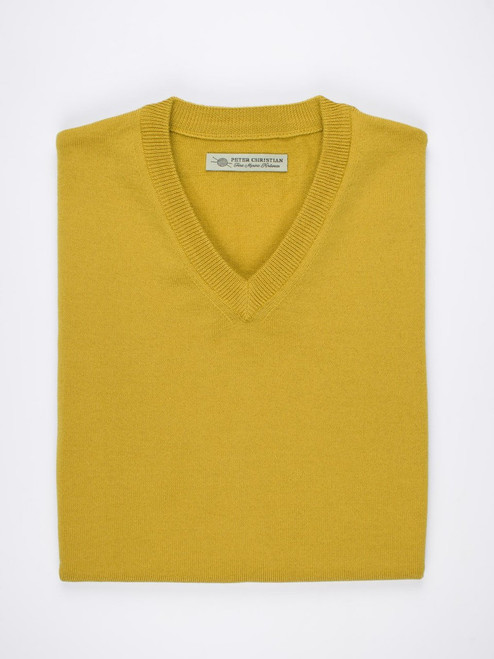 Men's Gold Yellow Merino Wool Slipover Folded