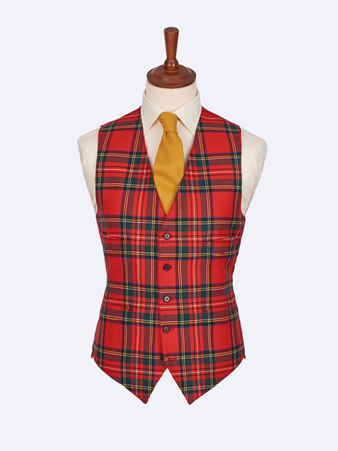Men's Red Stewart Tartan Waistcoat