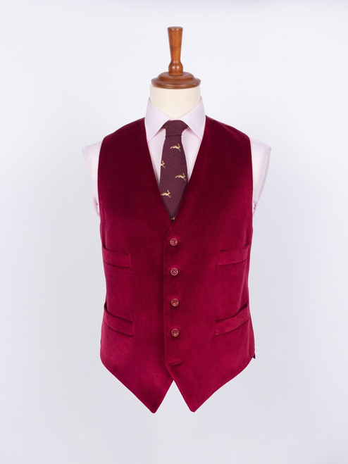 Men's Burgundy Red Velvet Waistcoat