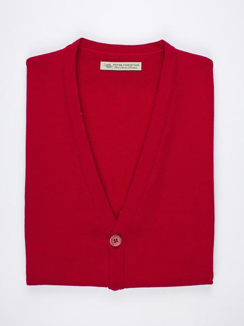 Men's Red Merino Wool Waistcoat Folded