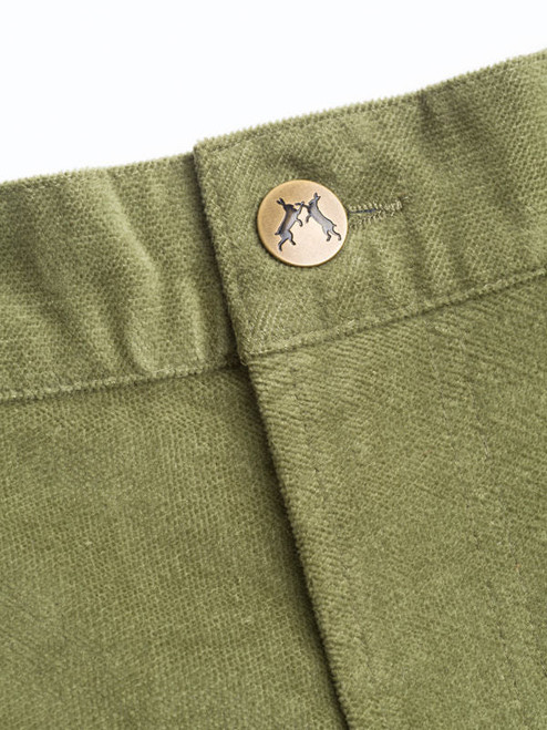 Men's Green Velvet Jeans Button
