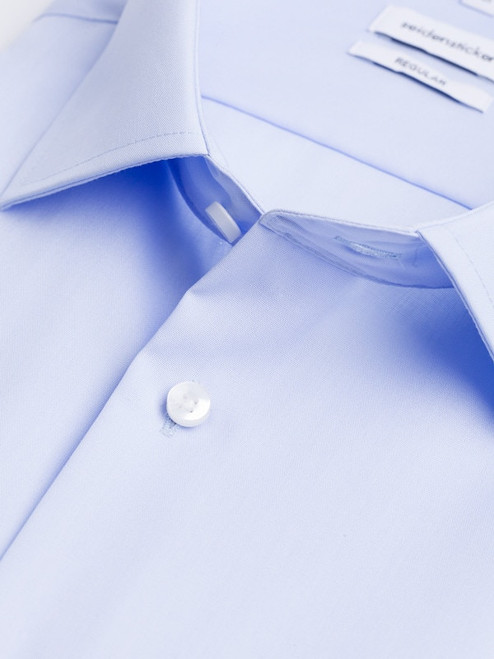 Seidensticker Light Sky Blue Long Sleeve Non-Iron Cotton Shirt Collar
