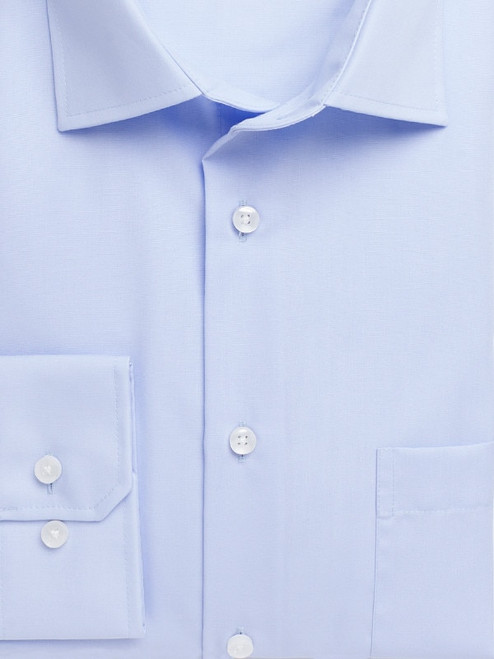 Seidensticker Light Sky Blue Long Sleeve Non-Iron Cotton Shirt Close Up