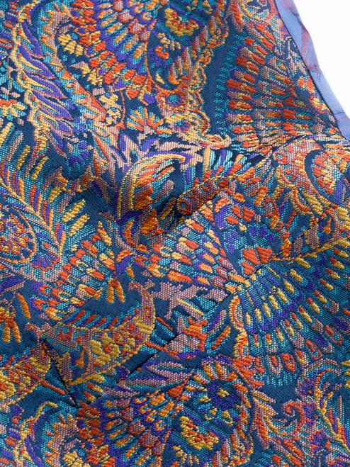 Men's Blue Tapestry Waistcoat Close Up