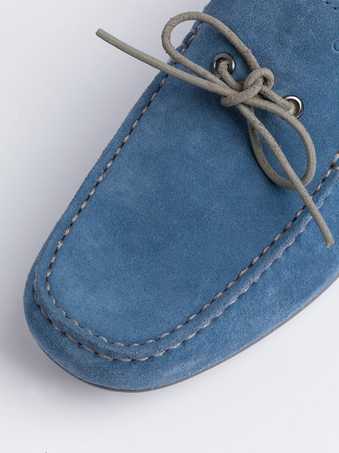 Close Up of Mens Blue Geox Tivoli Moccasin Shoe Fabric