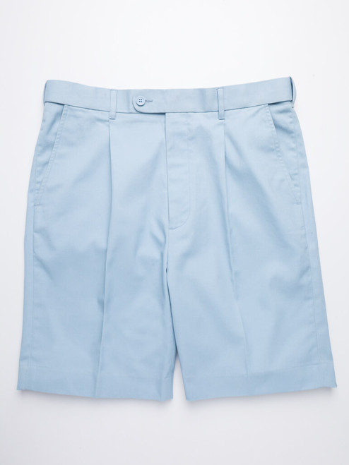 Men's Sky Blue Cotton Pleated  Shorts
