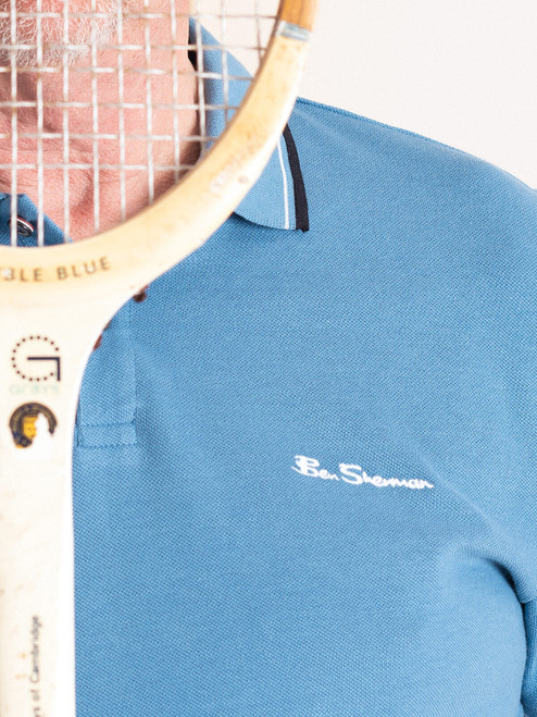 Close Up Image of Blue Ben Sherman Polo Shirt