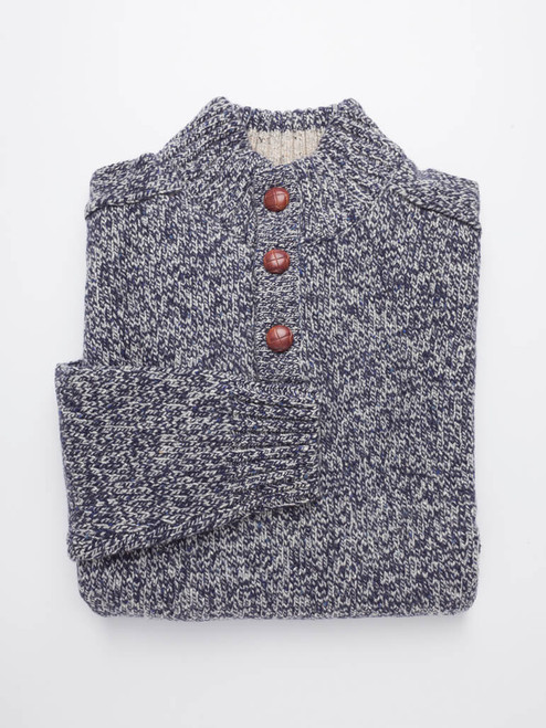 Football buttons on Navy Button Neck Pullover