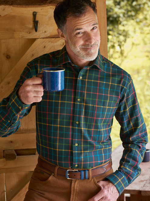 Men's Green Viyella Wool \u0026 Cotton Shirt 