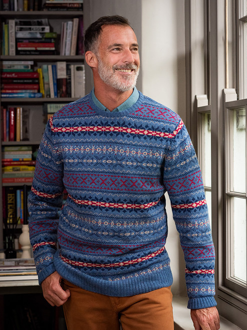 Men's Sage Fairisle Crew Neck Sweater 