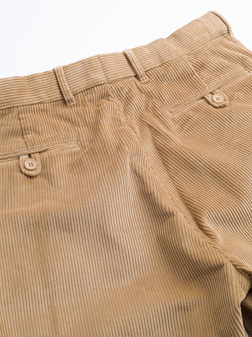 Men's Sand Flat Front Corduroy Trousers hip pockets