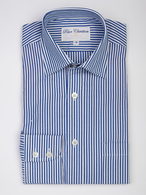 Men's Blue Stripe Mayfair Twin Fold Poplin Shirt