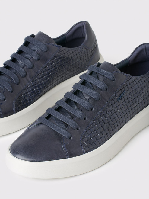 Men's Navy Blue Geox Leather Trainers 
