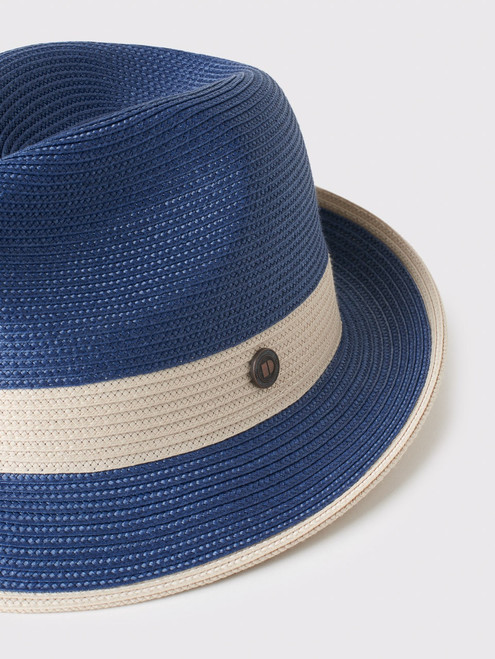 Men's Blue Braided Hat Close Up