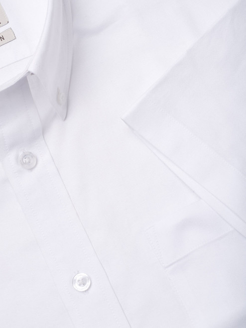 Men's White Cotton  Oxford Short Sleeve Cuff