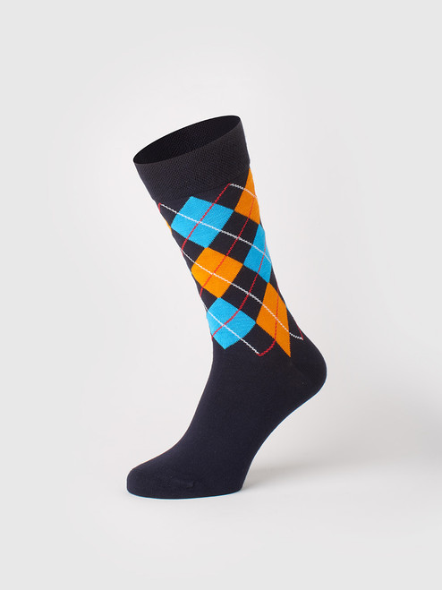 Blue Argyle Bamboo Rich Sock