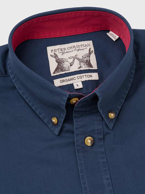 Men's Blue Soft Cotton Twill  Shirt Collar