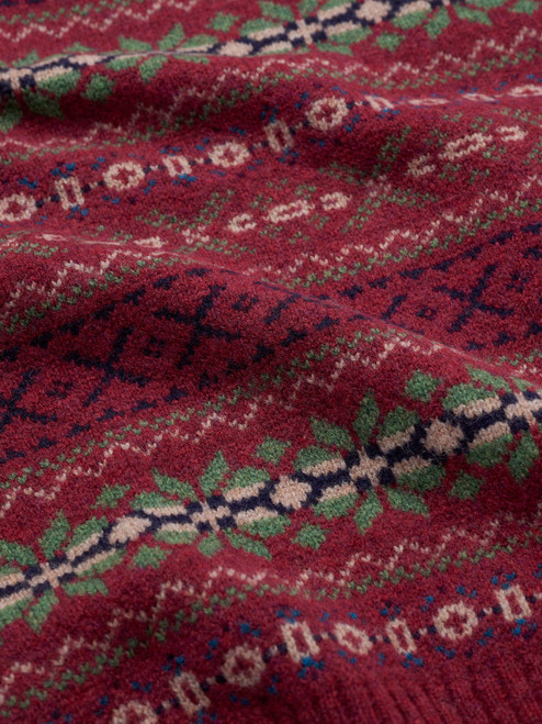 Wine Lambswool Fairisle Slipover Close Up