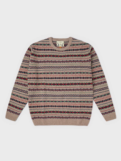 Brown Fairisle Crew Neck Sweater