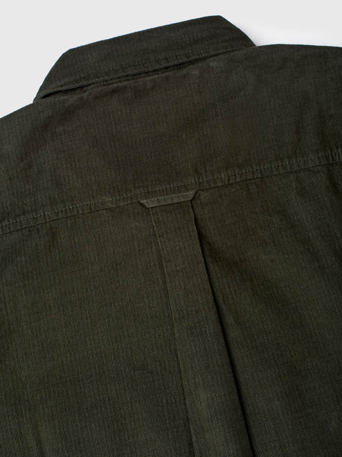Men's Green Fine Cotton Corduroy Shirt Back Detail