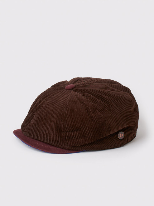 Men's Brown Corduroy Bakerboy Cap