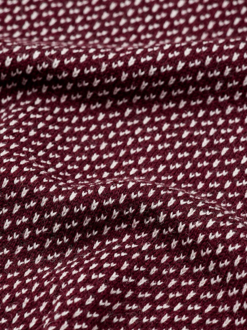 Burgundy Norwegian Jumper 100% Pure Wool Close Up