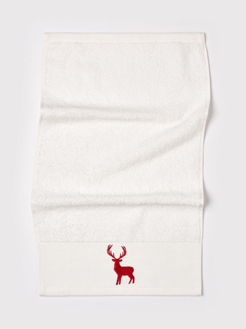 Stag Festive Embroidered 100% Cotton Guest Towel