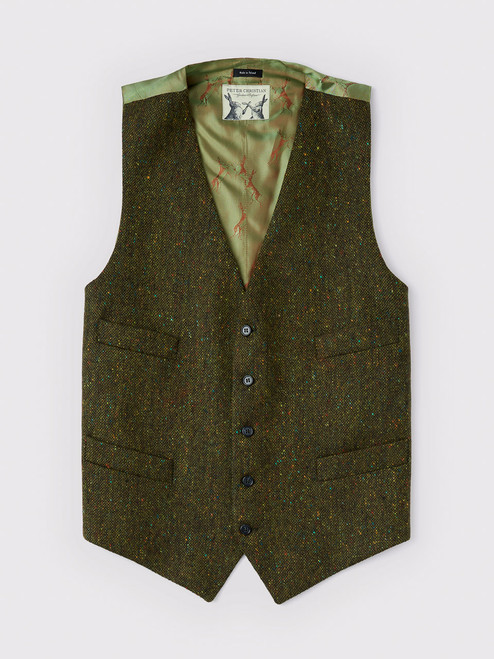 Men's Green Donegal Tweed Waistcoat