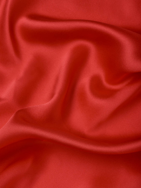 Men's Red 100% Pure Silk Pocket Square Handkerchief Close Up