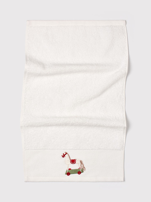 Rocking Horse Festive Embroidered Guest Towel