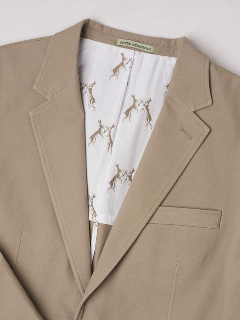 Men's Sand Beige Cotton Canvas Blazer Lapels