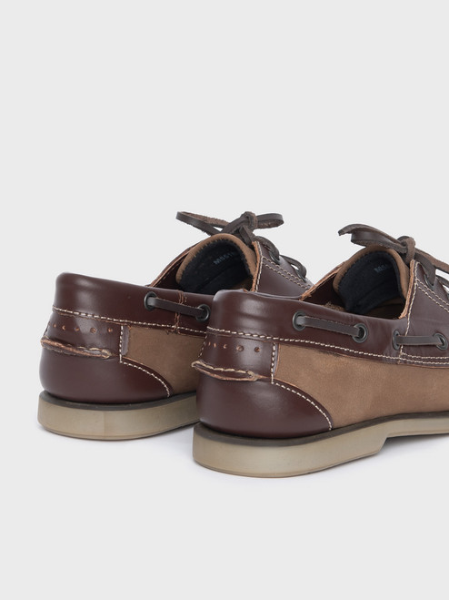Tan & Brown Nubuck Leather Boat Shoe Heel