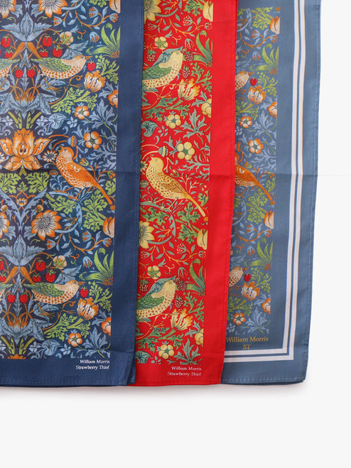 William Morris Cotton Handkerchief Set in Strawberry Thief